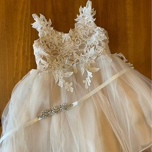JJs House Flower Girl Dress with Sash- Size 4